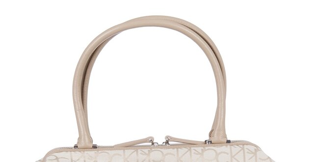 Dámská smetanová kabelka s béžovým potiskem Calvin Klein
