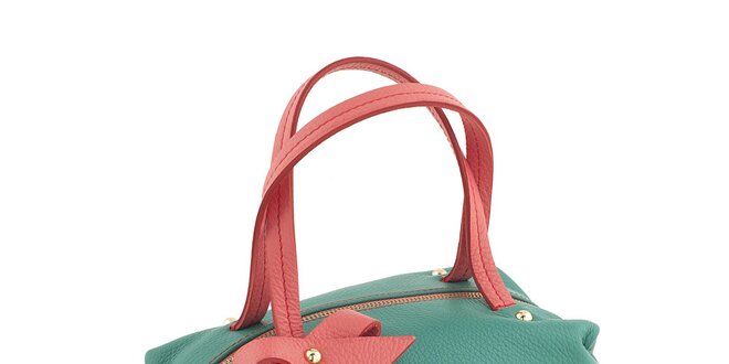 Dámská zeleno-korálová kabelka Valentina Italy