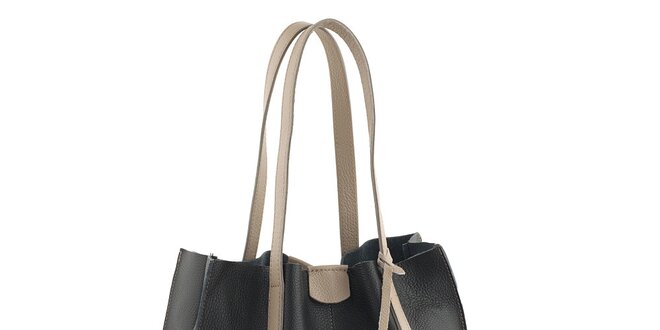 Dámská černo-béžová nákupní taška s kapsičkou Valentina Italy