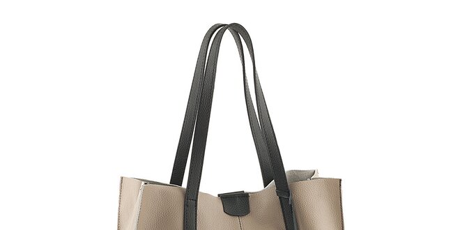 Dámská béžovo-černá nákupní taška s kapsičkou Valentina Italy