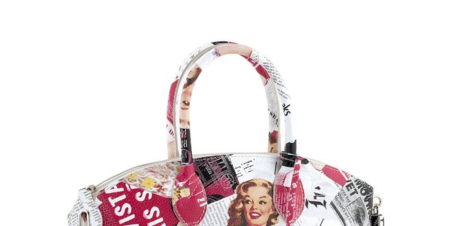 Dámská bílá kabelka s barevným potiskem Marilyn Valentina Italy