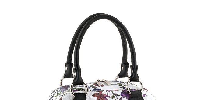 Dámská bílá kabelka s květinovým potiskem Valentina Italy