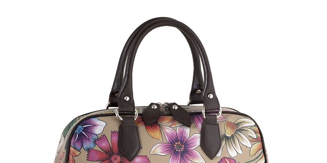 Dámská kožená kabelka s barevným květinovým potiskem Valentina Italy