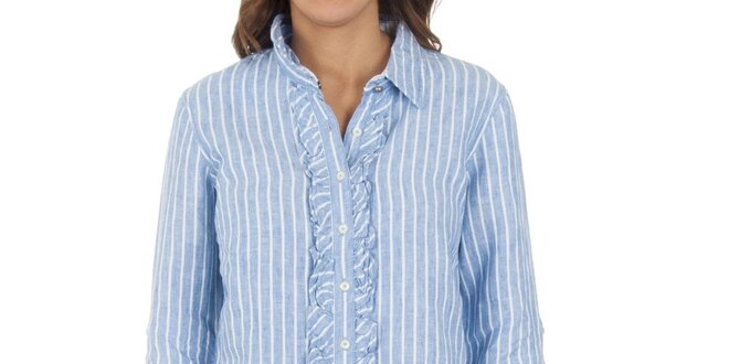Dámská modro-bíle pruhovaná košile s volánky Tommy Hilfiger