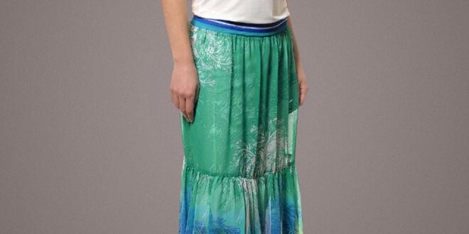 Dámská dlouhá zeleno-modrá sukně s palmami Patricia Rado