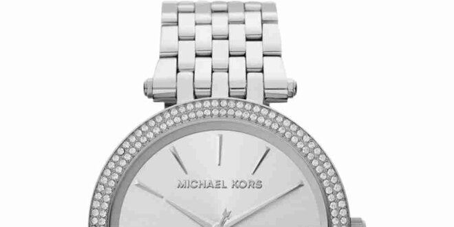 Dámské ocelové kulaté hodinky s krystalky Michael Kors