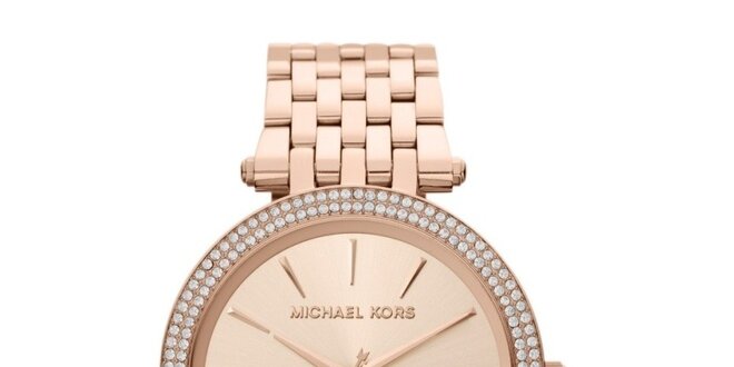 Dámské růžově zlaté hodinky s krystalky Michael Kors