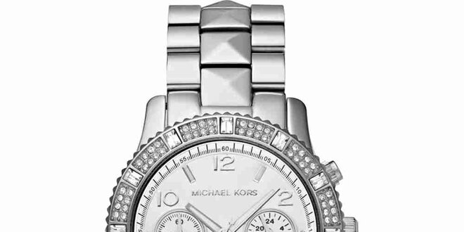 Dámské ocelové hodinky s bílými krystalky Michael Kors
