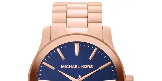 Pozlacené unisex hodinky s tmavým ciferníkem Michael Kors