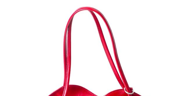 Dámská kožená kabelka v červené barvě Pelleteria