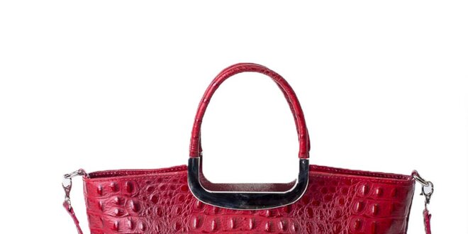 Dámská červená kabelka s krokodýlím vzorem Pelleteria