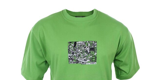 Pánské sytě zelené tričko s potiskem na hrudi Respiro