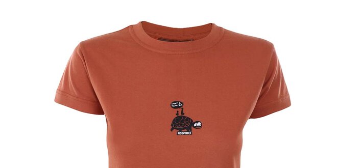 Dámské oranžové tričko s potiskem želvy Respiro