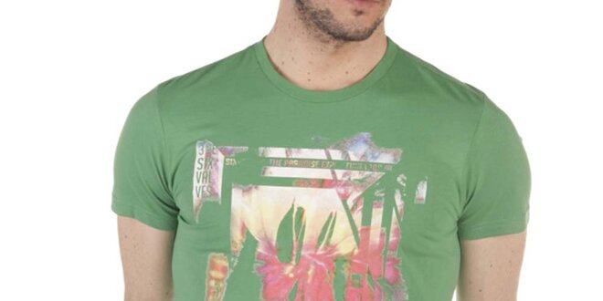 Pánské zelené tričko s pastelovým potiskem SixValves