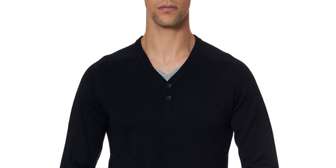 Pánský černý svetr s loketními nášivkami Paul Stragas