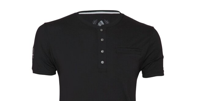 Pánské černé tričko s knoflíčky Paul Stragas