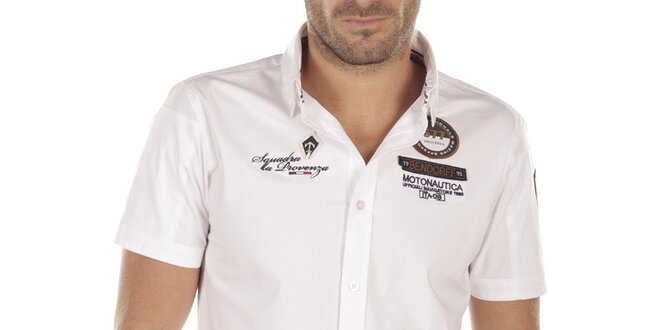 Pánská bílá košile s výšivkou na hrudi Bendorff