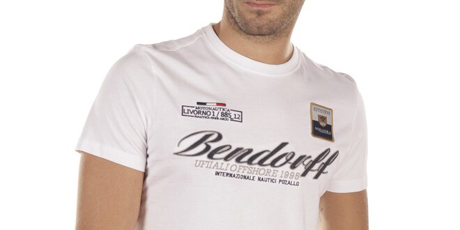 Pánské bílé tričko s výšivkami Bendorff