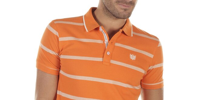 Pánské oranžové polo triko s proužky Bendorff