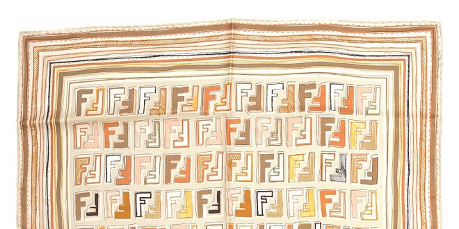 Menší čtvercový šátek Fendi v béžových barvách