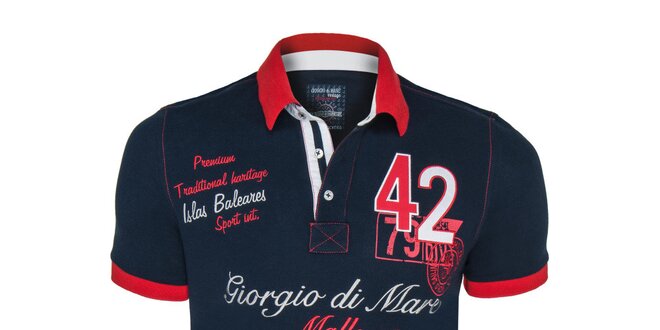 Pánské tmavomodré polo tričko s číslem a nápisy Giorgio Di Mare