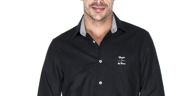 Pánská černá lněná košile Giorgio di Mare