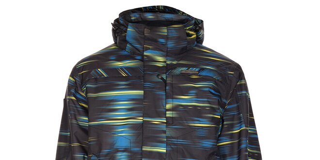 Pánská černá zimní bunda Trimm Neon se modro-žlutým potiskem