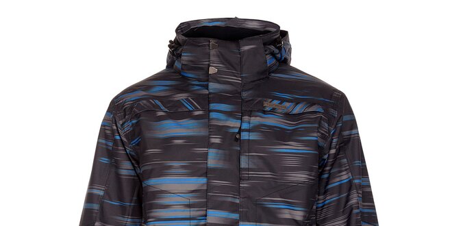 Pánská černá zimní bunda Trimm Neon s modro-šedým potiskem