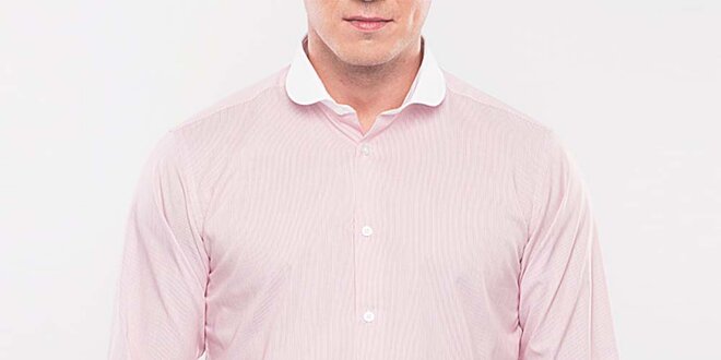 Pánská růžová proužkovaná košile Blažek