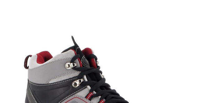 Unisex šedé trekové boty s červenými detaily Kimberfeel