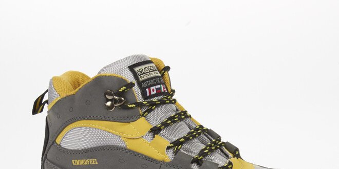 Unisex šedo-žluté trekové kotníčkové boty Kimberfeel
