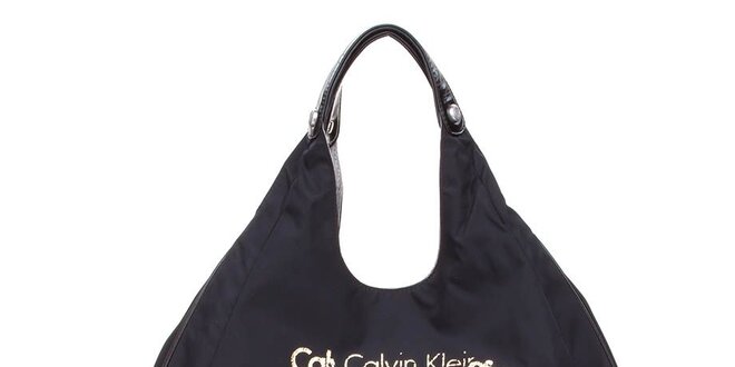 Dámská černá textilní kabelka Calvin Klein se zlatým potiskem