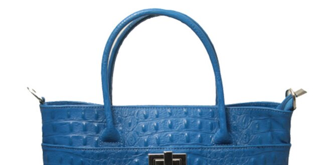 Dámská modrá kabelka s motivem krokodýlí kůže Leonardo Farnesi