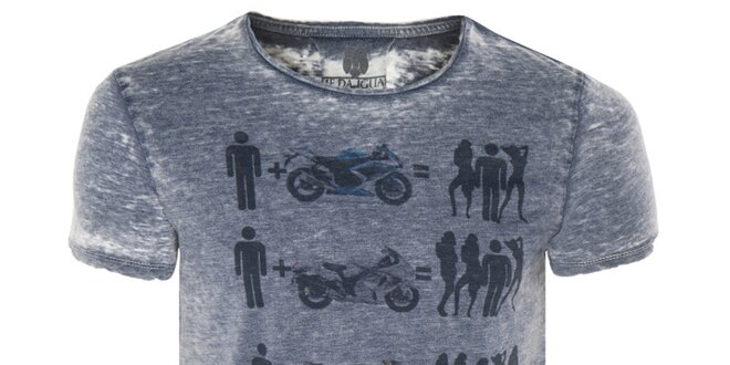 Pánské modré tričko s motorkami Me Da Igual