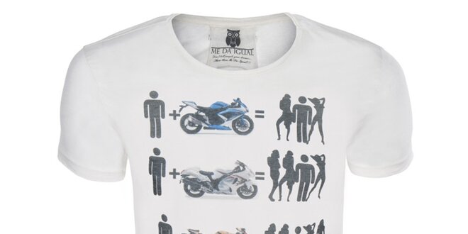 Pánské krémové tričko s motorkami Me Da Igual