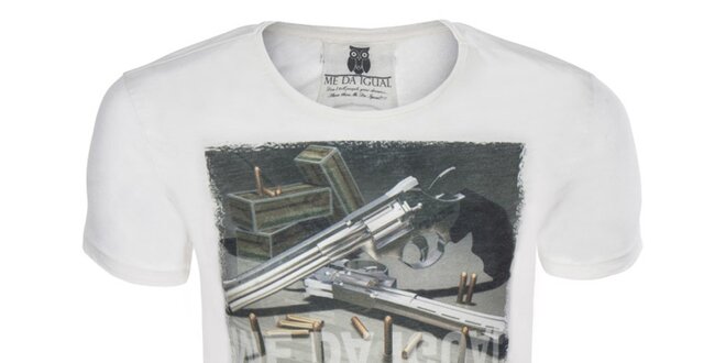 Pánské krémové tričko s revolvery Me Da Igual
