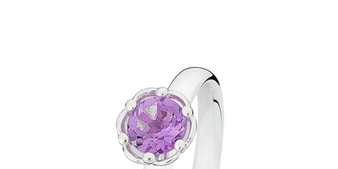 Dámský prstýnek s fialkovým kamínkem ve tvaru kytičky Spinning