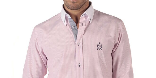 Pánská růžová košile s proužkem CLK