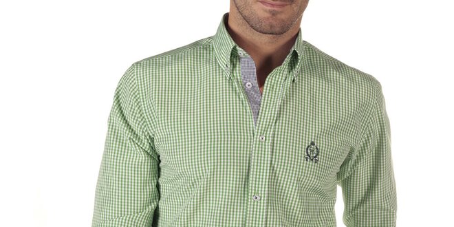 Pánská zeleně kostkovaná košile s dlouhým rukávem CLK