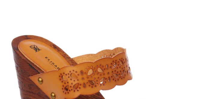 Dámské oranžovohnědé sandálky na klínku Elisabeth
