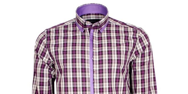 Pánská fialově kostkovaná košile Brazzi