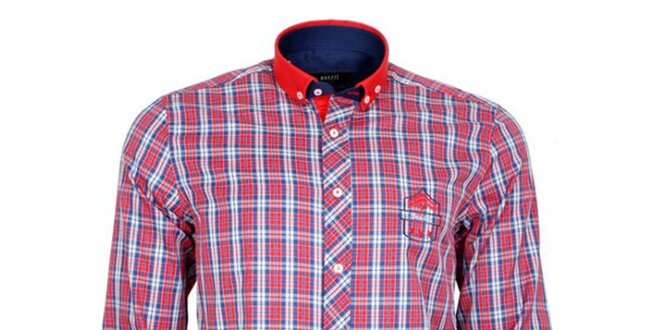 Pánská červeně kostičkovaná košile Brazzi