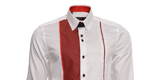 Pánská bílá košile s červenými detaily Brazzi