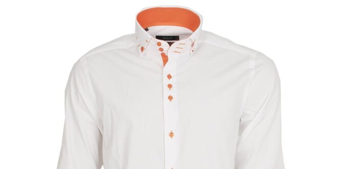 Pánská bílá košile s oranžovými manžetami Brazzi