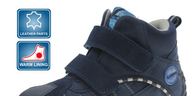 Tmavě modré dětské zimní zateplené boty Beppi