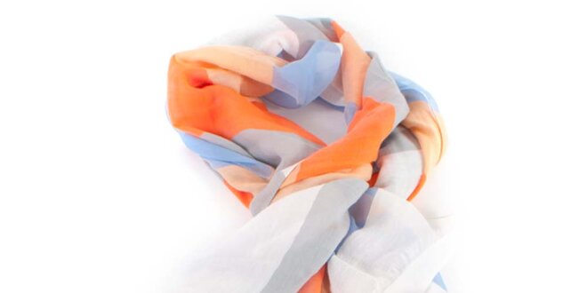 Dámský oranžovo-modrý hedvábný šátek Gianfranco Ferré
