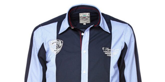Pánská modrá košile s barevnými kontrasty M. Conte