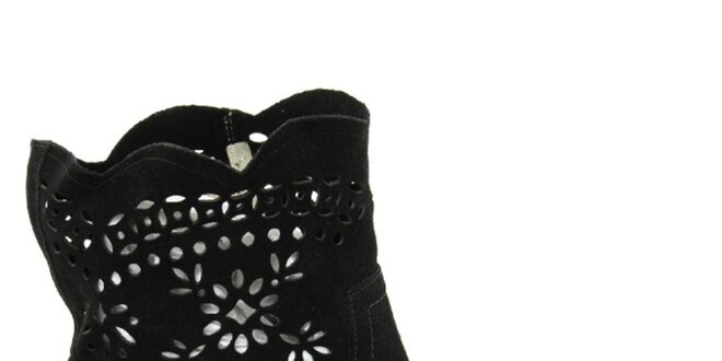 Dámské černé kotníčkové semišové boty s perforací Giorgio Picino