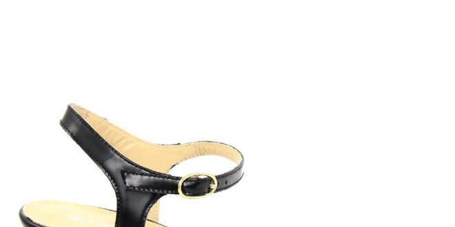 Dámské černé kožené sandálky na nízkém podpatku Giorgio Picino