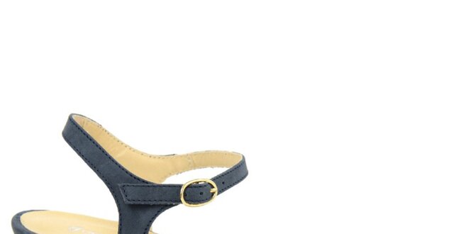 Dámské tmavě modré kožené sandálky na nízkém podpatku Giorgio Picino